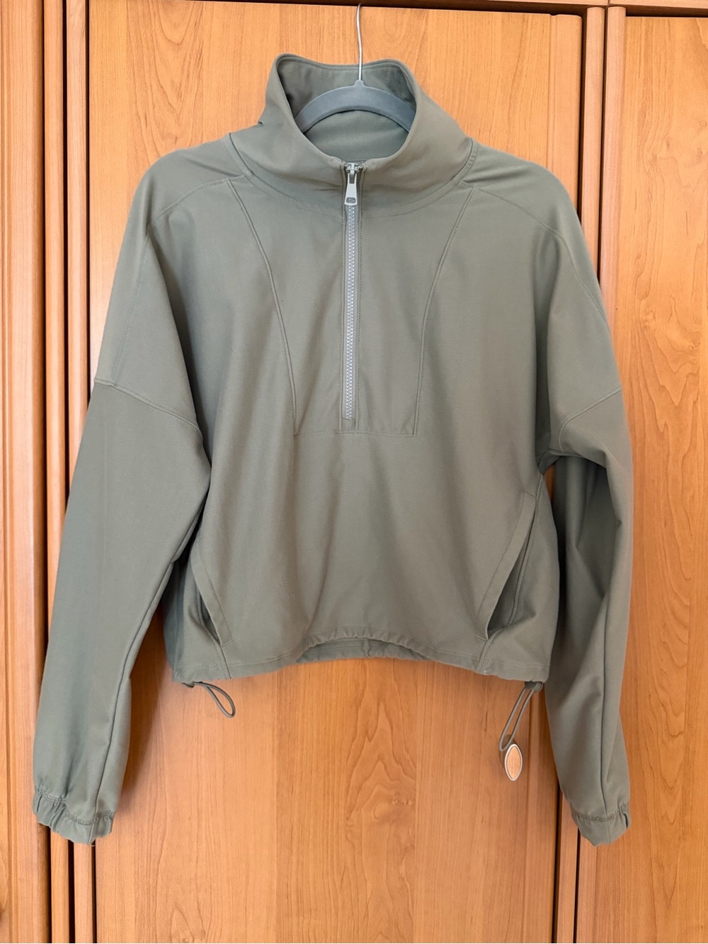 Abercrombie Soft A&F Cinched Contour Half-Zip Sweatshirt Olive Green Size S